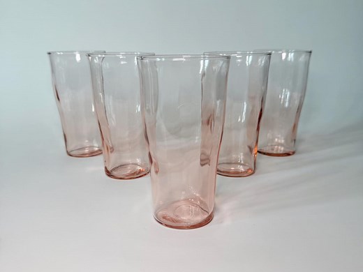 Vintage Pink Depression Glass Tumblers- Set of 5- Flat Bottom Paneled Optic Design- Bridal or Wedding Party Glassware- Drinkware - Etsy