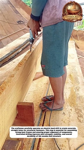 Deep Timber Drilling for Wooden Boat Frame | Precision Beam Boring Process