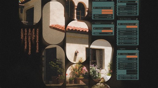 Blender插件 复古电影胶片颗粒感模拟3D场景材质调色工具 Film Emulation Nodes v1.4.3 for Blender