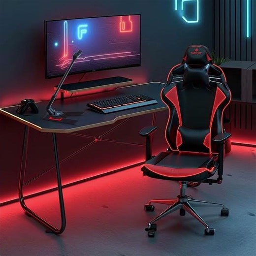NanoRS RS170 Gaming Desk with Monitor Shelf, Computer Desk, 50kg max, Height 850mm, Black Gaming