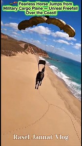 11K views · 41 reactions | 廒 Fearless Horse Jumps from Military Cargo Plane — Unreal Freefall Over the Coast! | Rasel Jannat Vlog | Facebook