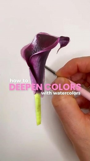 How to deepen your watercolors? Calla lily painting step by step 🤩 #beginnerarttips #art