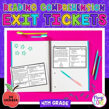 4th Grade Reading Comprehension Exit Tickets Slips Literature Informational Text