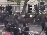 Police officer falls off horse at BLM protest in London