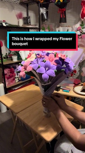 Tutorial how I wrapped my Flower Bouquet 💐 #flowers #pipecleanerflowers #craft #tutorials #craft