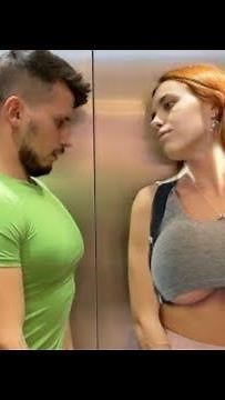 sexy girl big boobs press in lift l bodybuilder sameksss #viral #shorts #tiktok #youtubeshorts #best