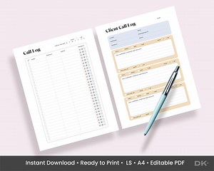 Printable Client Log Template Digital Schedule Client Call Tracker Contact Client Log Phone Call Template Tracker Daily Call Sale Log Client - Etsy