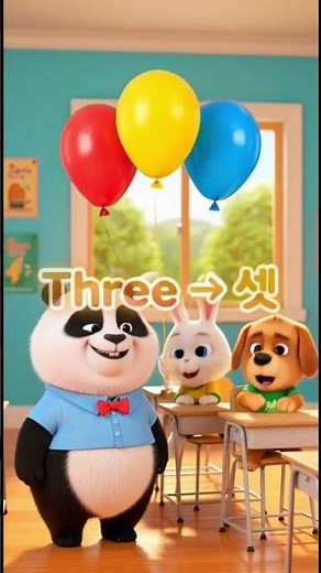 Learn Korean Numbers 1–5 with Panda 🐼 하나 둘 셋 넷 다섯| Korean Lesson