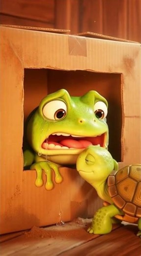 Crying Frog and the Clever 🐢😭 #ai #shorts #tortoise