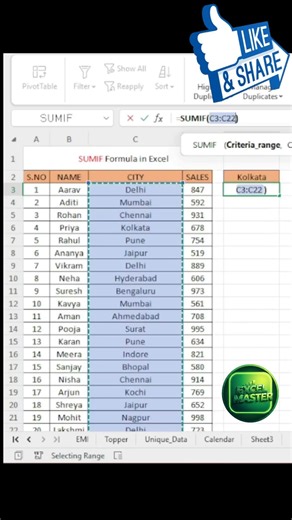 SUMIF Formula in excel | advanced excel tutorial #excel #exceltips #exceltutorial #exceltutorial