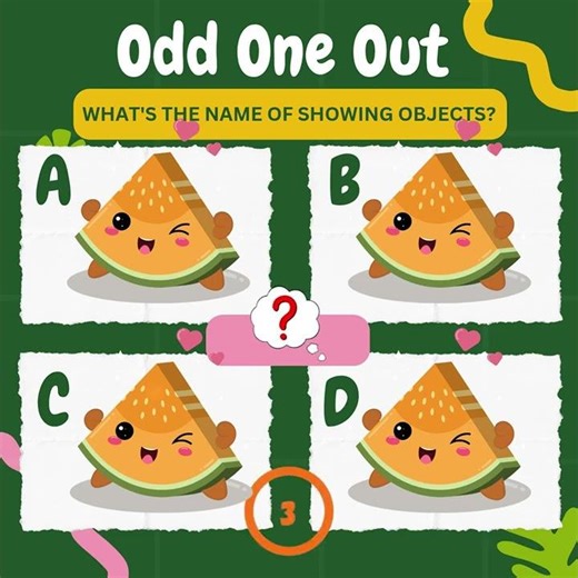The "Sharp Eye" Style#oddoneout #PuzzleChallenge #BrainTeaser #MelonPuzzle #SpotTheDifference