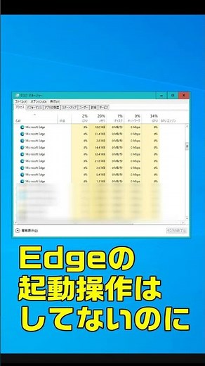 Windowsタスクマネージャーを開くと起動操作をしてないMicrosoft Edgeが複数起動していた
