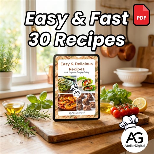 Quick & Easy Recipes Ebook | 30 Everyday Delicious Meals | Digital Cookbook PDF | Beginner Friendly | Instant Download | AG Digital Workshop - Etsy UK