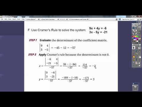 Determinant and Cramer's Rule - Section 3.7