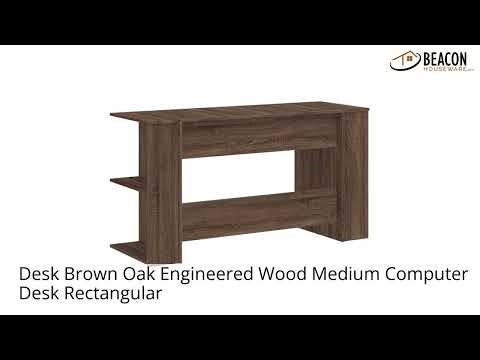 Desk Brown Oak Engineered Wood Medium Computer Desk Rectangular