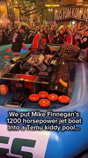 What could possibly go wrong??? 🤣🤷‍♀️ Jet boat start up in Part 2 We put @finnegan999 jet boat into a @hemmings branded @temu swimming pool for @sosametalworks after party during the @semashow. #SEMA #Burnyard #Hoonigan #CarCulture #BoatLife #JetBoat #Roadkill #MikeFinnegan #CarCommunity #SendIt #FullSend #BuiltNotBought #ChaosMechanics #HardStartSociety #StillCrankingii | Ashley Vaughn