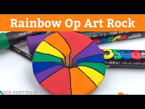 Op Art Rainbow Hole Rock Painting Tutorial for Beginners
