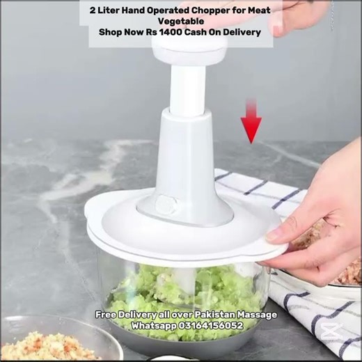 2 Liter Hand Operated Chopper for Meat Vegetables Manual Chopper Machine