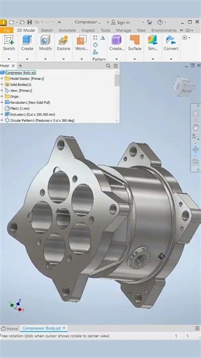 Compressor Body Design Inventor 2024 #3dmodeling #autodeskinventor #compressor #youtubeshorts