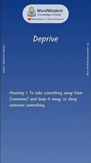 What does "Deprive" mean? | English vocabulary shorts | #deprive #wordwisdom