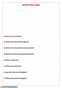 Watch the video. Answer the questions worksheet