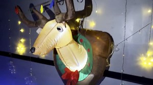 Amazon.com: BLOWOUT FUN 3ft Inflatable Christmas Rudolph Wreath, Lighted Blow Up Reindeer with Built in LED Lights, Indoor Outdoor Xmas Holiday Decor, Light Up Front Door Window Lawn Yard Garden Decorations : Patio, Lawn & Garden