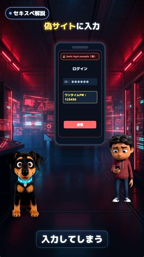 2段階認証したのに不正送金⁉ AiTM(中間者型フィッシング)を60秒解説🐶🔒 #shorts