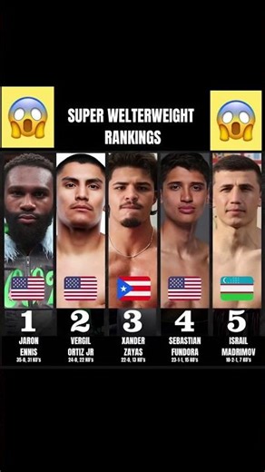 These are the top 5 male Super Welterweight fighters, according to BoxRec, entering 2026. 🥊