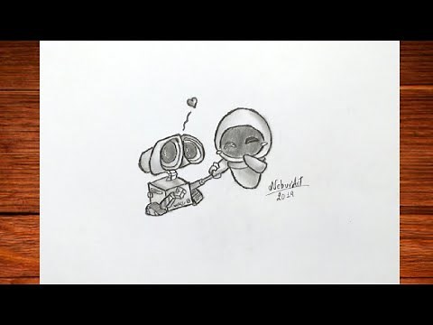 Como DIBUJAR a WALL-E y EVA😍❤enamorados muy FACIL | How to draw Wall-e and Eva😍❤ in love |Nebur'Art|