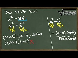 Factorization | Difference of Two Squares Pt1 | Solutions CXC CSEC Math Past Papers