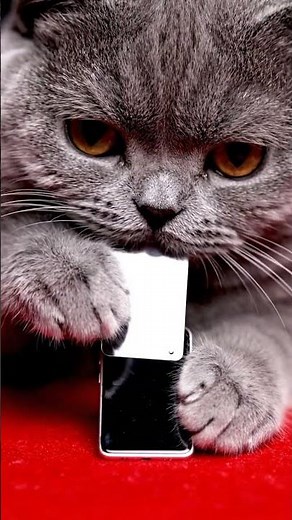 Cat installs screen protector like a pro 🐱📱 #cat #phone #cute