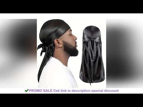 Men's Silk Durag Bonnet Bandana Silky Du Rag Doo Rag Long Tail Waves Cap