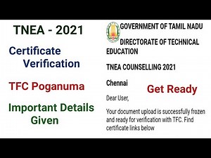 TNEA 2021 certificate verification | TFC Visit | Online or offline | Tamil |