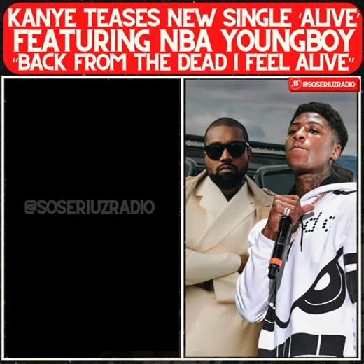 7.5K views · 70 reactions | Kanye West shares new single ‘Alive’ featuring NBA Youngboy 﫢 Y’all rockin with the single ⁉️⬇️ #kanyewest #neverbrokeagain #explorer | soseriuzradio | Facebook