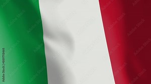 Flag of Italy animated background. Symbol of the Italian nation and the culture. Waving flag in the wind footage.