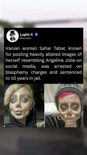 Iranian woman Sahar Tabar, known for posting heavily altered images of herself resembling