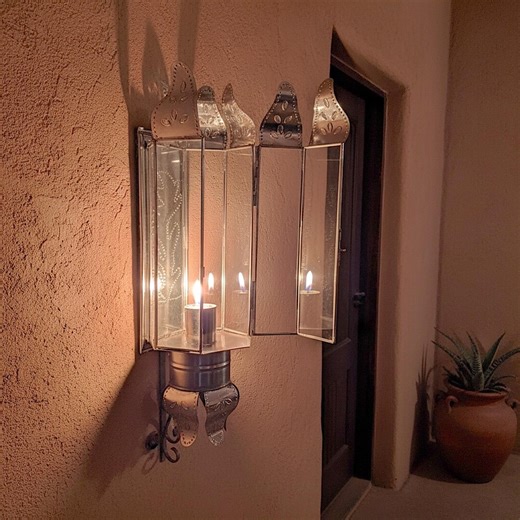 Spanish Colonial Tin Lantern Light | Hacienda Rustic Indoor-outdoor Lighting Handmade Punched Tin Lantern | Southwestern Home Decor - Etsy