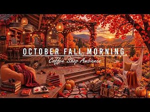 Warm Fall Morning Jazz 🍂 Outdoor Cafe Ambience with Soft October Jazz Music for Start Your Day