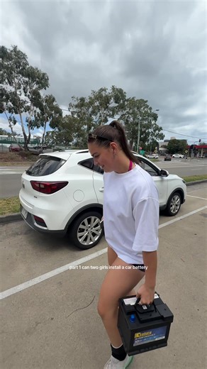 1 car battery install vs 2 girls starts now #bestfriend #girlhood #mechanics