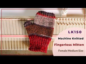 Simple machine knitted fingerless mitten — medium adult