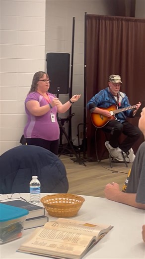 This a picture of Connection Ministries' mission statement..."we minister with adults with intellectual disabilities." It was a beautiful night at Messiah Lutheran Friendship. Our friend Marci loves to lead everyone in praise and worship. Visit our website at https://connection-ministries.org/ | Connection Ministries