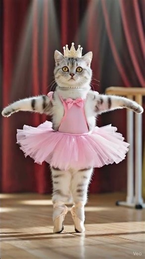 Ballerina Cat’s Cute Dance Performance 🩰✨ Funny Kitty Short #chayabithivlogs