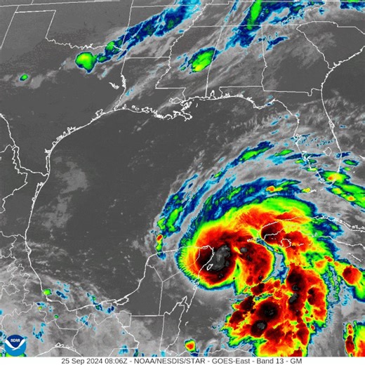 495K views · 55 reactions | Latest GOES Satellite Imagery of Tropical Storm Helene. September 25th 5am Update (see main post on profile for more information). | US National Weather Service Tallahassee Florida | Facebook