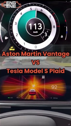 Aston Martin Vantage vs Tesla Model S Plaid #Shorts