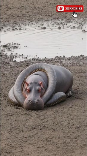 Giant Python Attacks Hippo – Dramatic Rescue Mission! 🐍🔥 #shorts