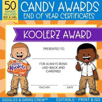 Student Candy Awards Certificates | End of Year Classroom Awards