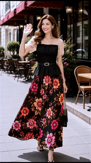 4050여성, 우아함을 더하는 도트 주름 스퀘어넥 블라우스 스타일링 | Women, Elegant Styling with a Pleated Polka Dot Blouse
