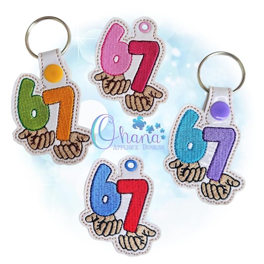 Six Seven Key Chain, Key Fob, Snap Tab the Hoop Designs Machine Embroidery Designs - Etsy