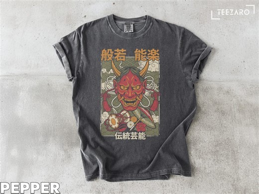 Hannya Mask T-shirt, Japanese Oni Demon Noh Art Tee, Traditional Japan Culture Vintage Style Shirt, Edo Period Theater Tattoo Aesthetic - Etsy