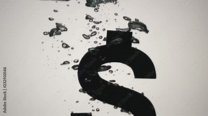 US Dollar symbol falls into water - Slow motion